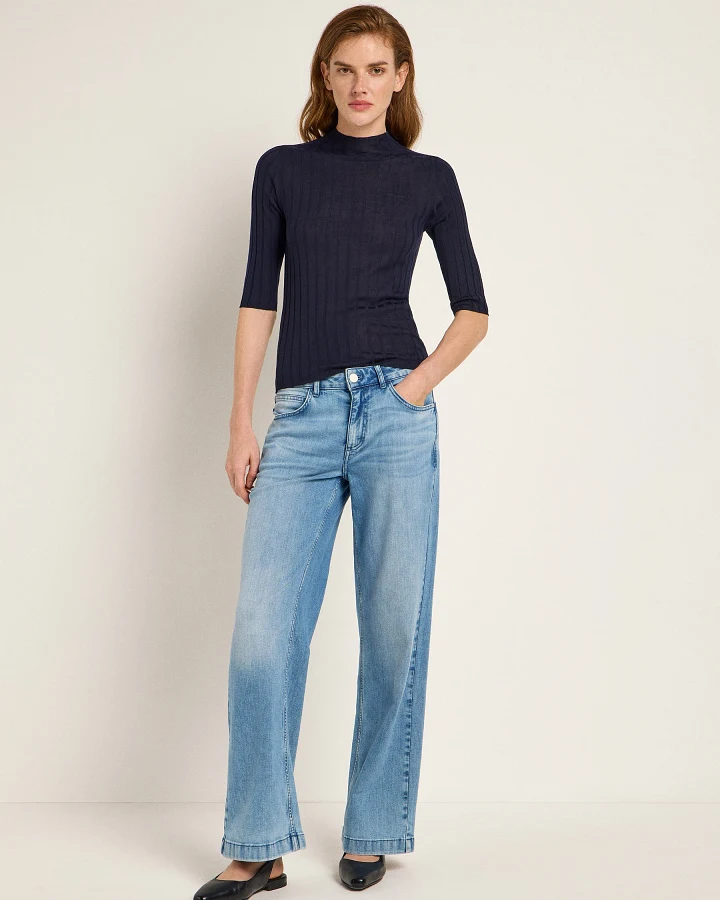Rippenpullover Halbarm (GOTS)