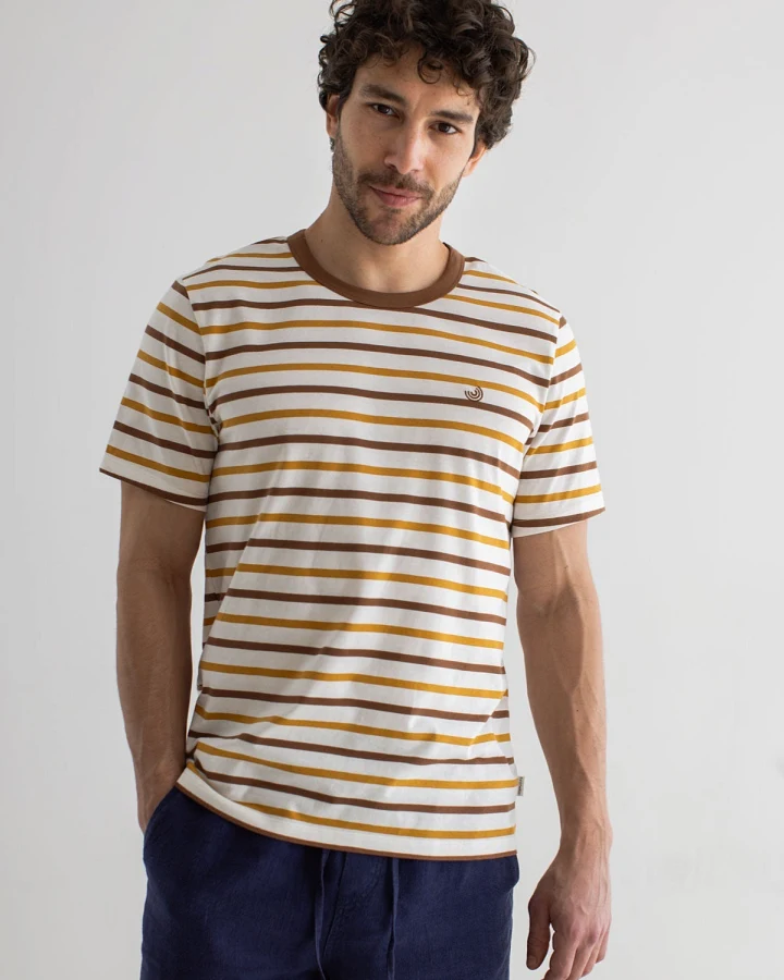TWOTHIRDS Herren vegan T-Shirt Burleigh Retro Stripes Braun