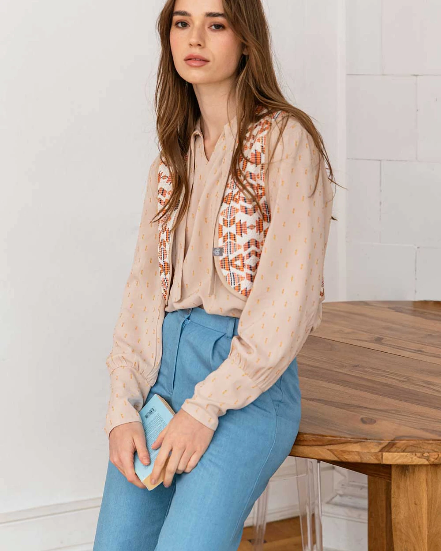 WiDDA Damen vegan Bluse Banda Beige/Gold – Ansicht 2