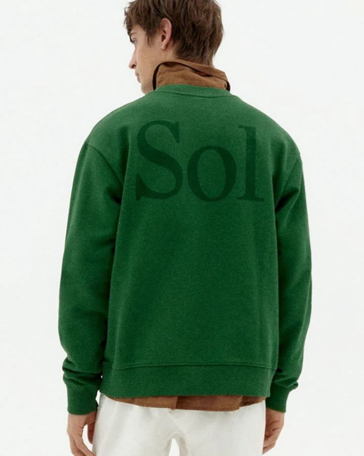 Thinking MU Herren vegan Sweatshirt Sonne Typ Leon Grün
