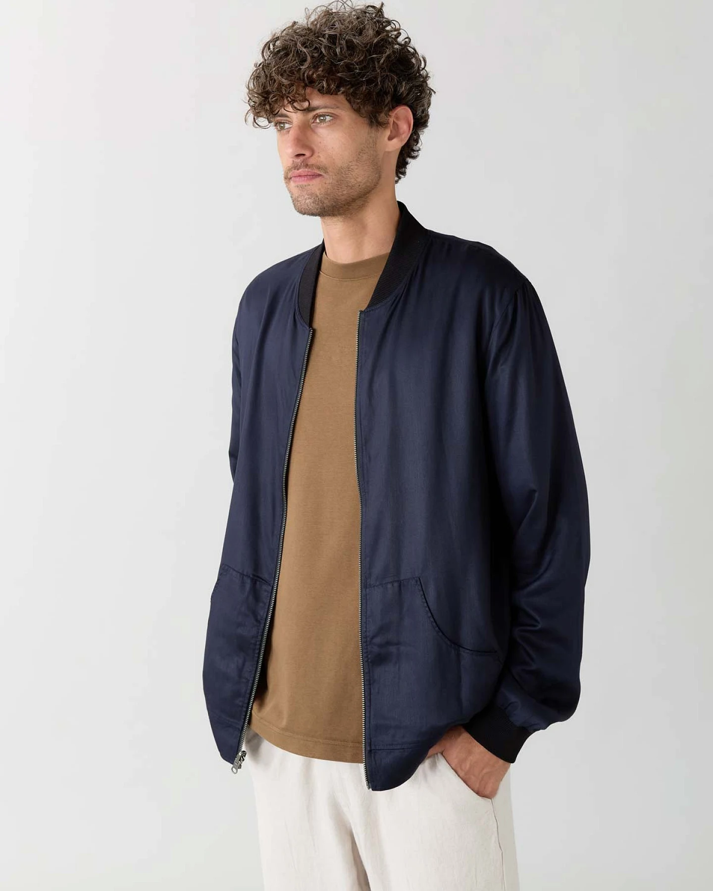 Yahmo Herren vegan Jacke Bomber Reversible Laslo Moka/Navy – Ansicht 2