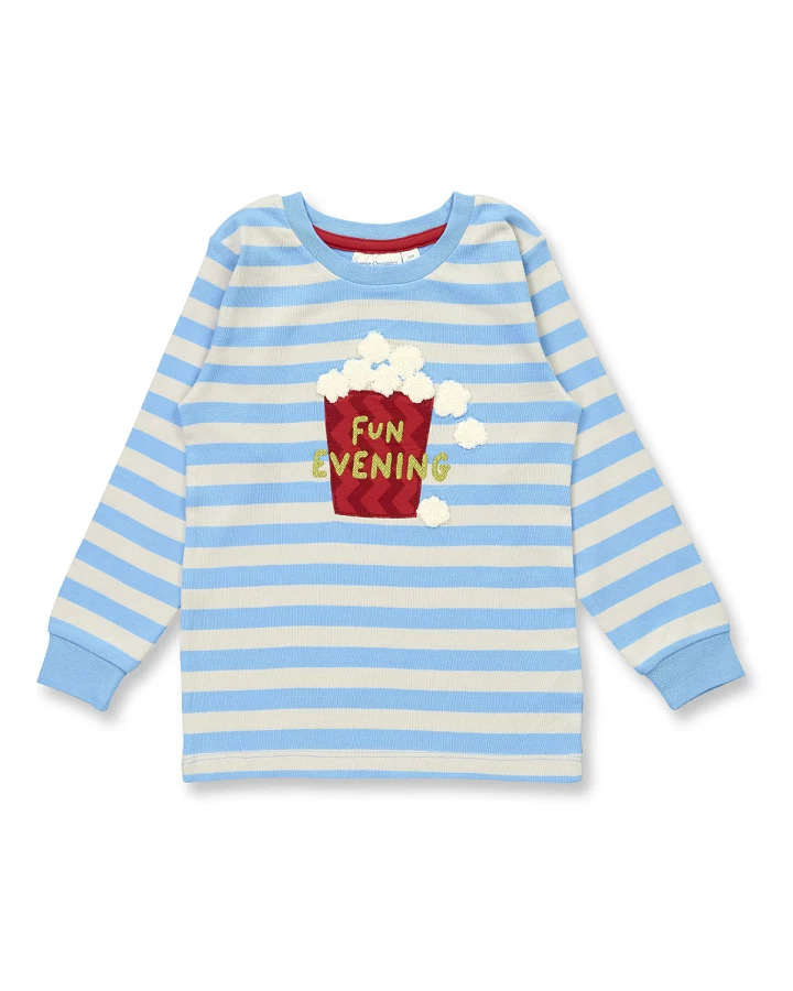 Sense Organics - Schlafanzug "Popcorn" blau gestreift