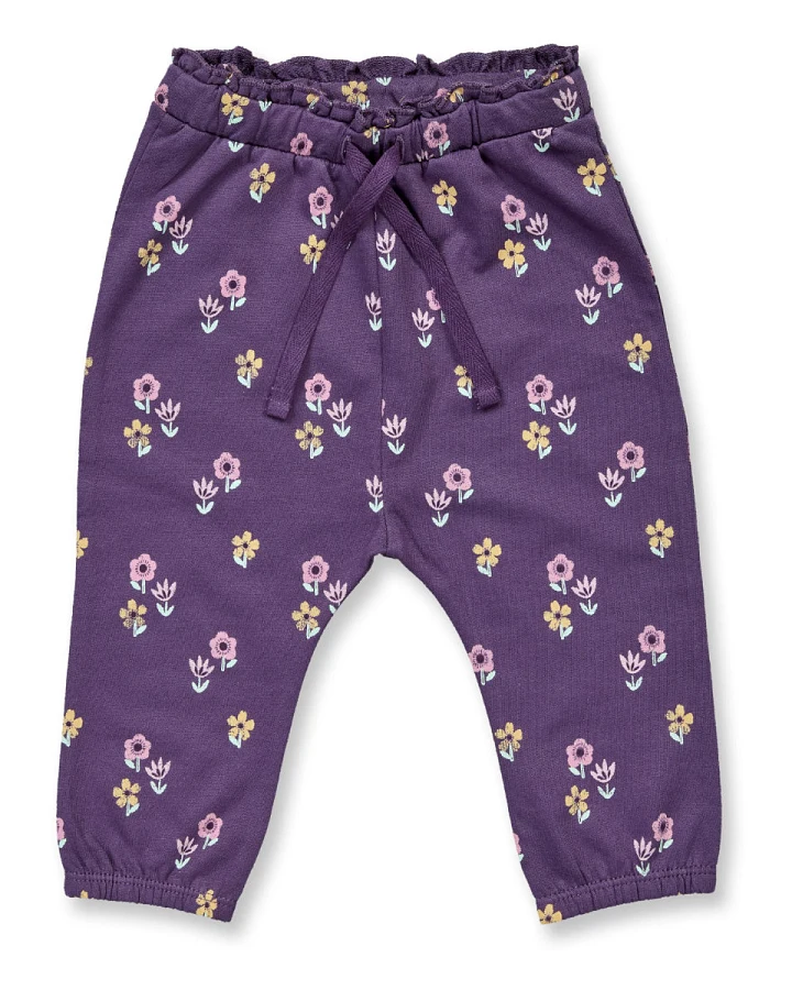 Sense Organics - Sweathose mit Rüschendetails lila geblümt