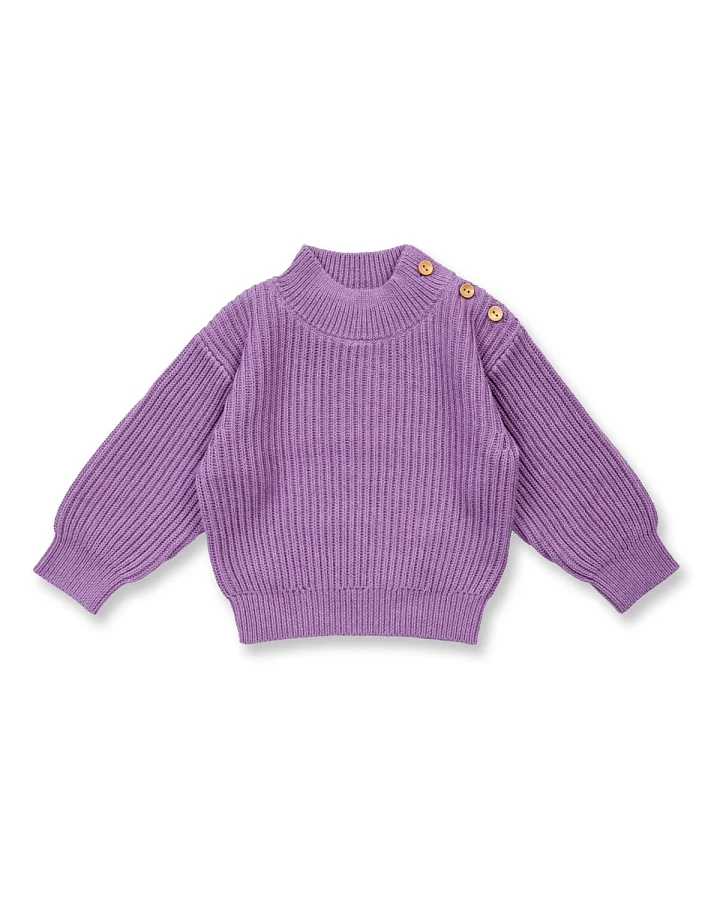 Sense Organics - Strick-Pullover mit Knöpfen lila melange