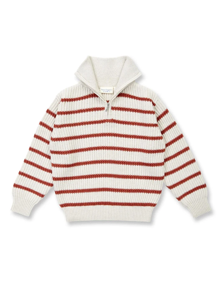 Sense Organics - Strick-Troyer teracotta gestreift