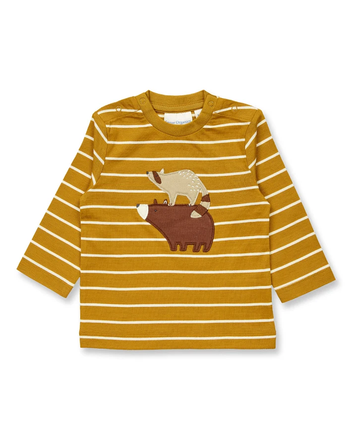 Sense Organics - Langarmshirt "Bär" curry gestreift