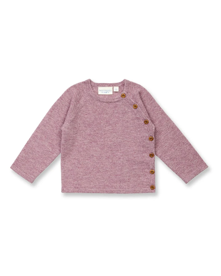 Sense Organics - Merino-Wickelpullover mit Knopfleiste mauve melange