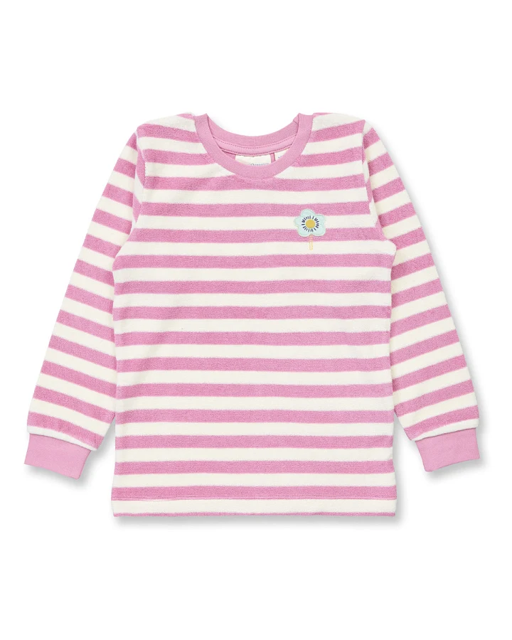 Sense Organics - Frottee-Schlafanzug "Blume" pink gestreift