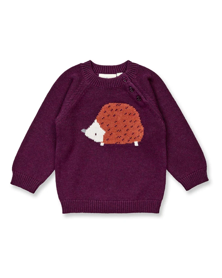 Sense Organics - Strick-Pullover "Igel" bordeaux
