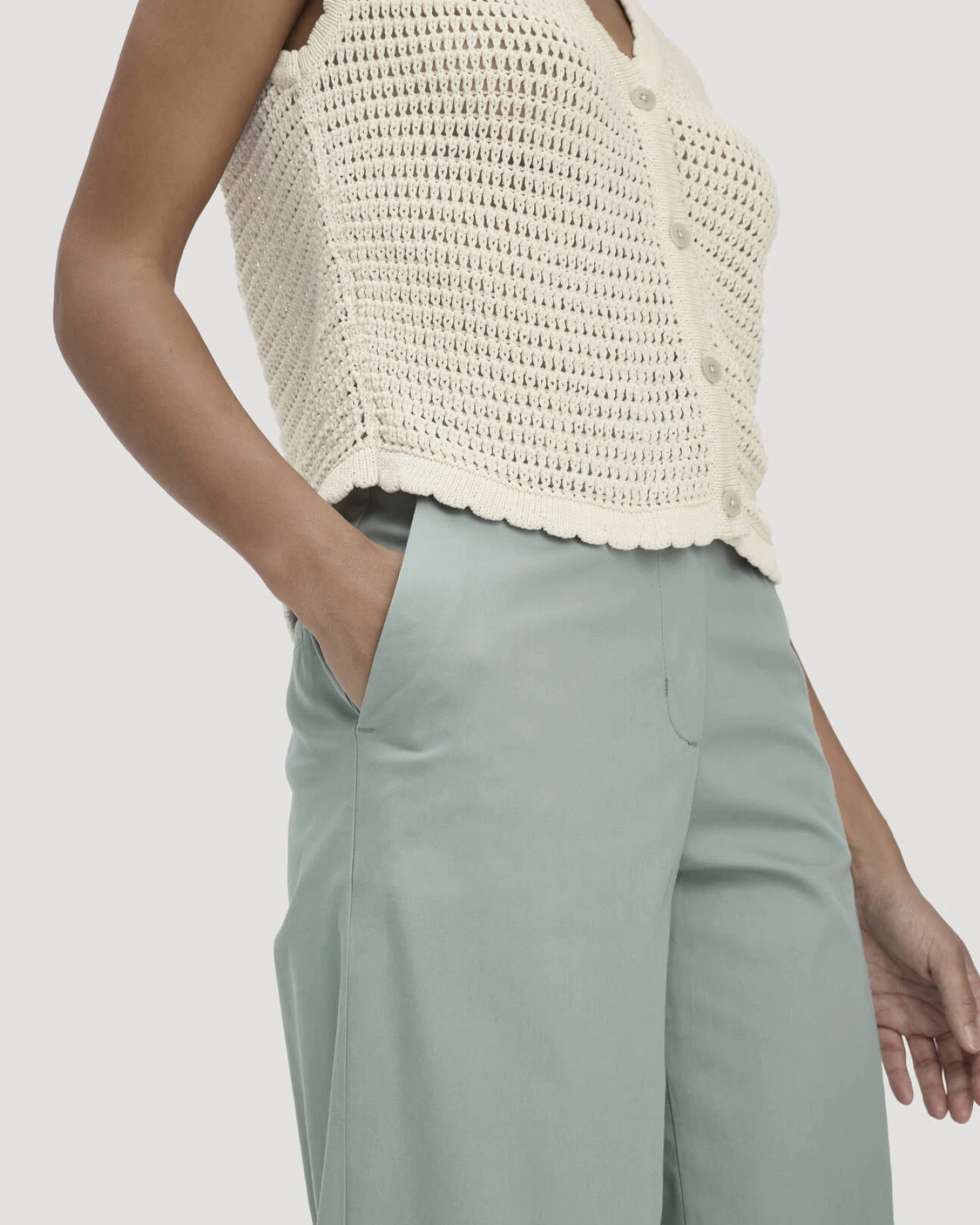 hessnatur Damen Hose Culotte Regular aus Bio-Baumwolle - grün - Größe 36 – Ansicht 3