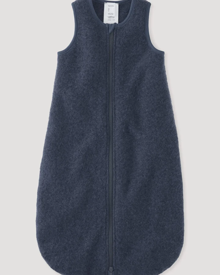 hessnatur Baby Wollfleece Schlafsack aus Schurwolle - blau - Größe 90cm