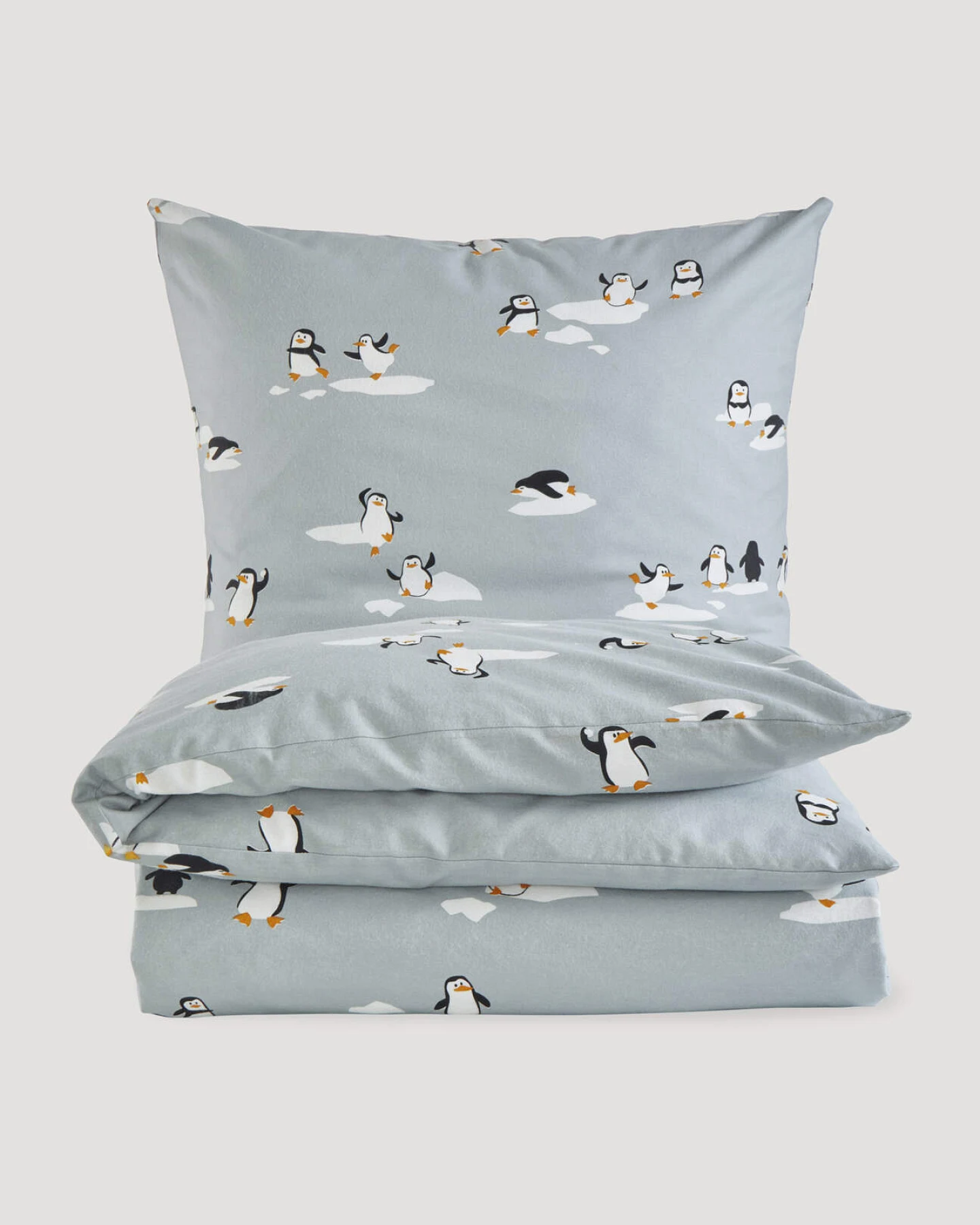 hessnatur Baby Biber Bettwäsche Pinguin aus Bio-Baumwolle - blau - Größe 100x135 / 40x60 cm – Ansicht 3