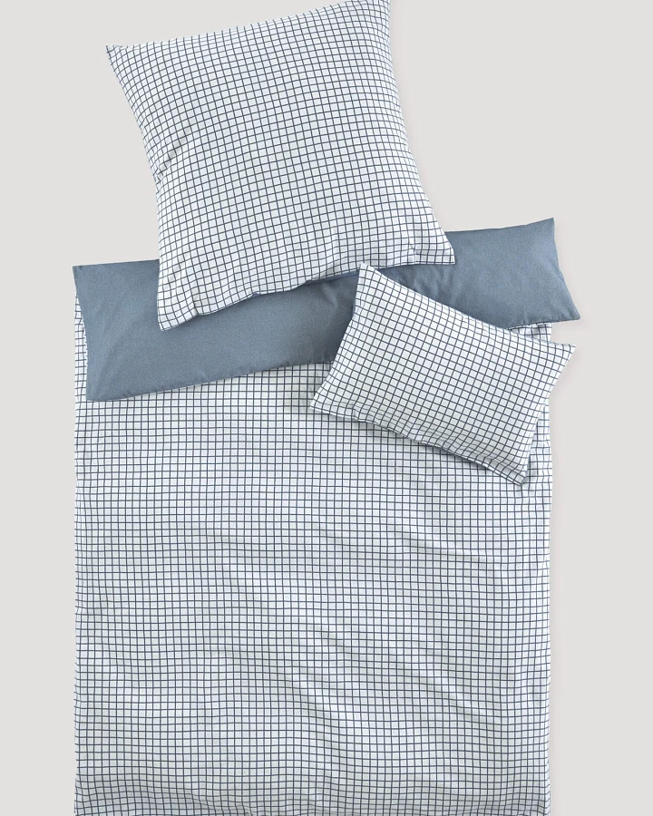 hessnatur Baby Biber Wende Bettwäsche aus Bio-Baumwolle - blau - Größe 100x135 / 40x60 cm