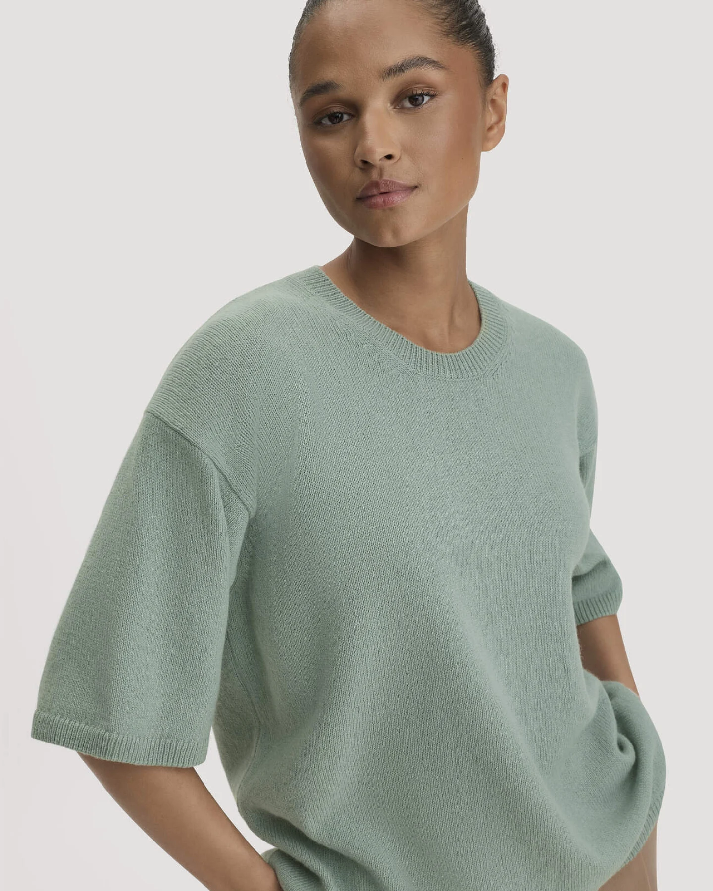hessnatur Damen Strick Pullover Oversize aus Bio-Merinowolle mit Bio-Baumwolle - blau - Größe XL – Ansicht 4