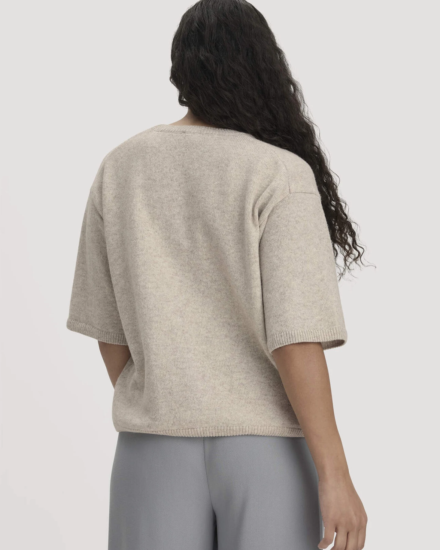 hessnatur Damen Strick Pullover Oversize aus Bio-Merinowolle mit Bio-Baumwolle - beige - Größe XS – Ansicht 3