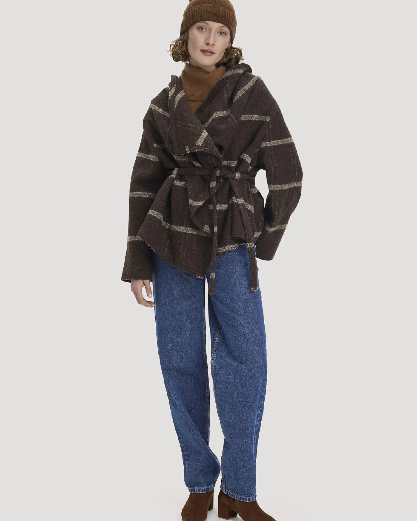 hessnatur Damen Rhön-Poncho Relaxed aus Rhönwolle und europäischer Schurwolle - braun - Größe XL – Ansicht 2