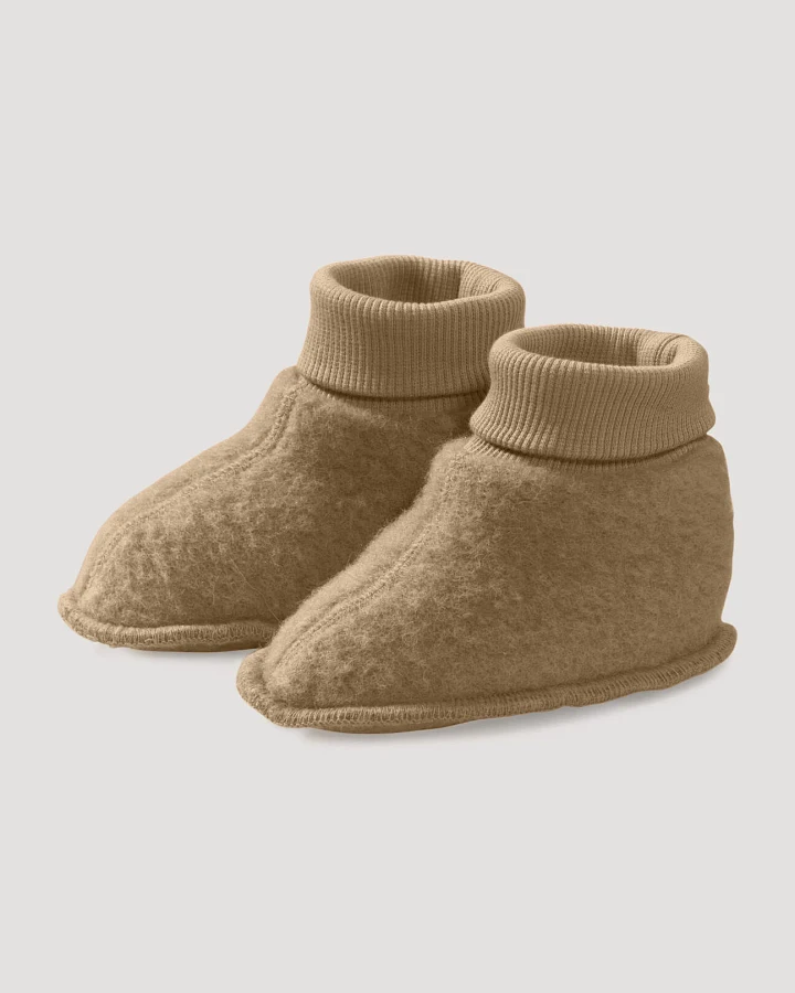 hessnatur Baby Wollfleece Schuhe aus Bio-Merinowolle - braun - Größe 74/80