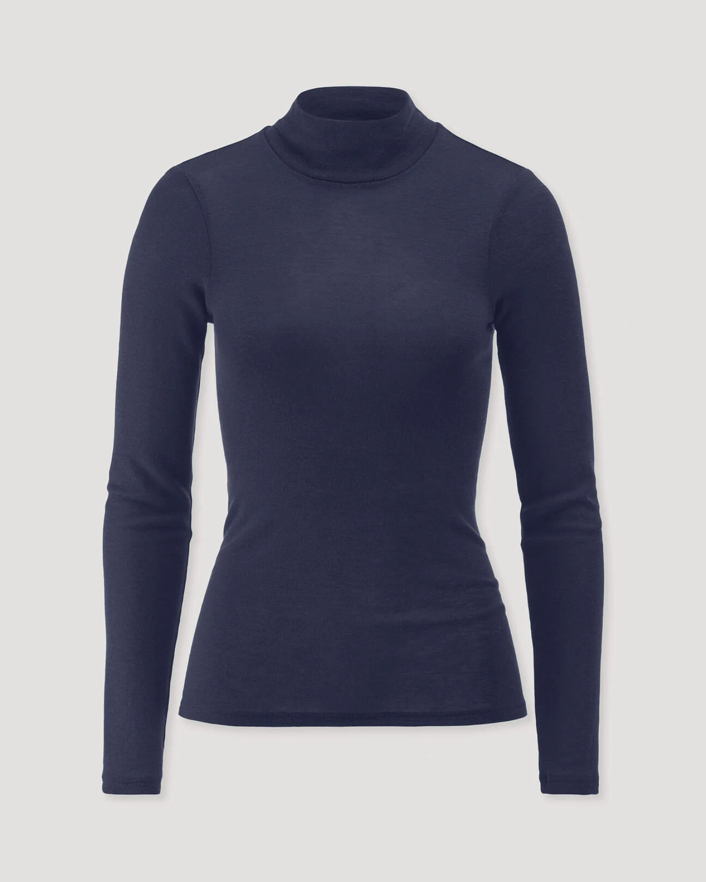 hessnatur Damen Rollkragen-Longsleeve Fitted aus Schurwolle und Seide - blau - Größe 40 – Ansicht 3
