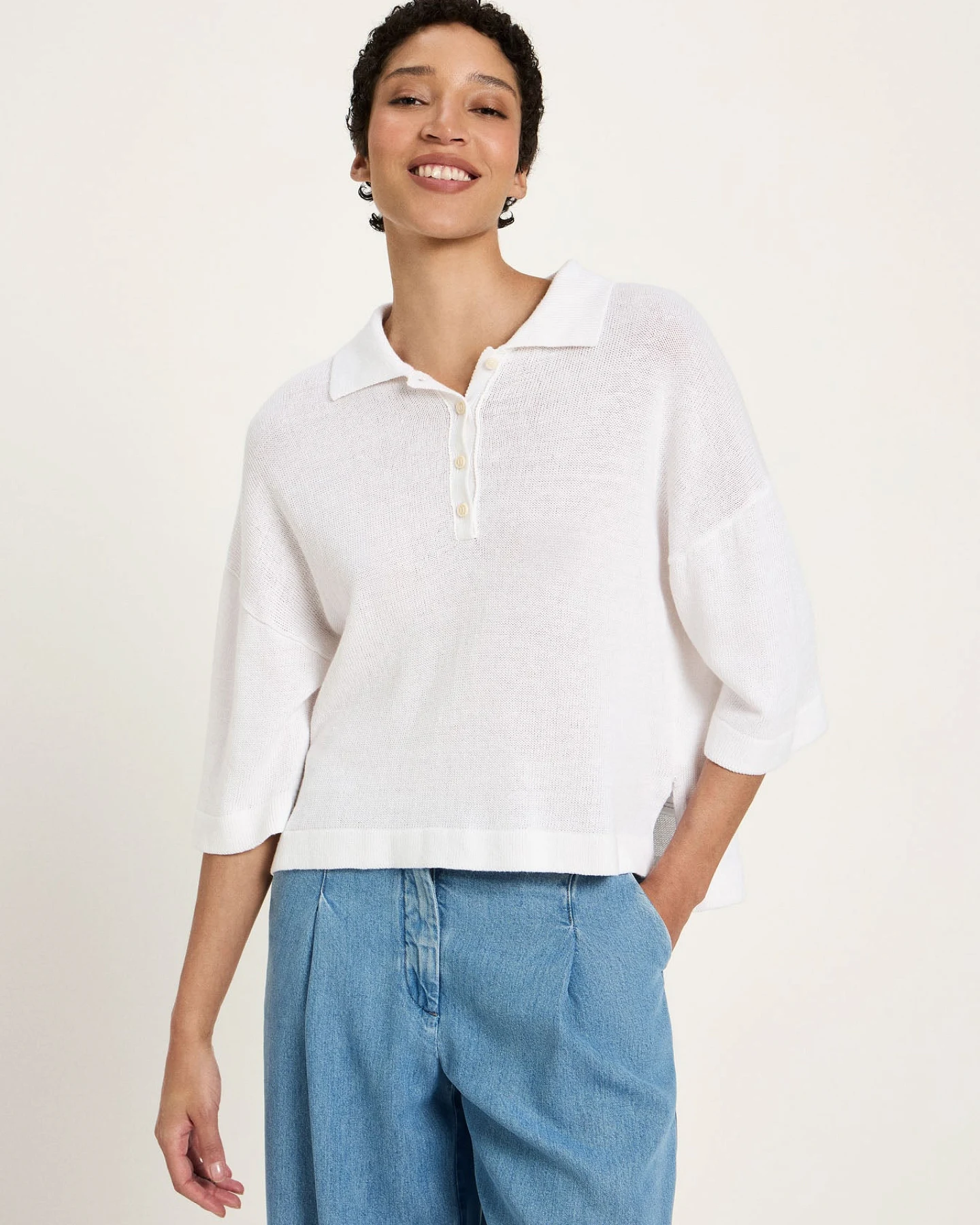 Halbarmpullover mit Polo-Kragen – Ansicht 3