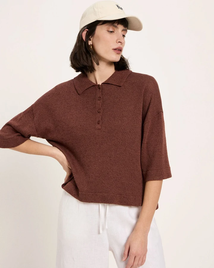 Halbarmpullover mit Polo-Kragen