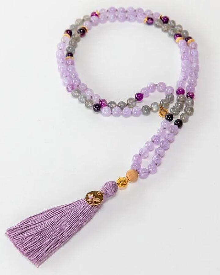 Divasya Mala-Kette "Peaceful Mind" mit Amethyst & Mondstein
