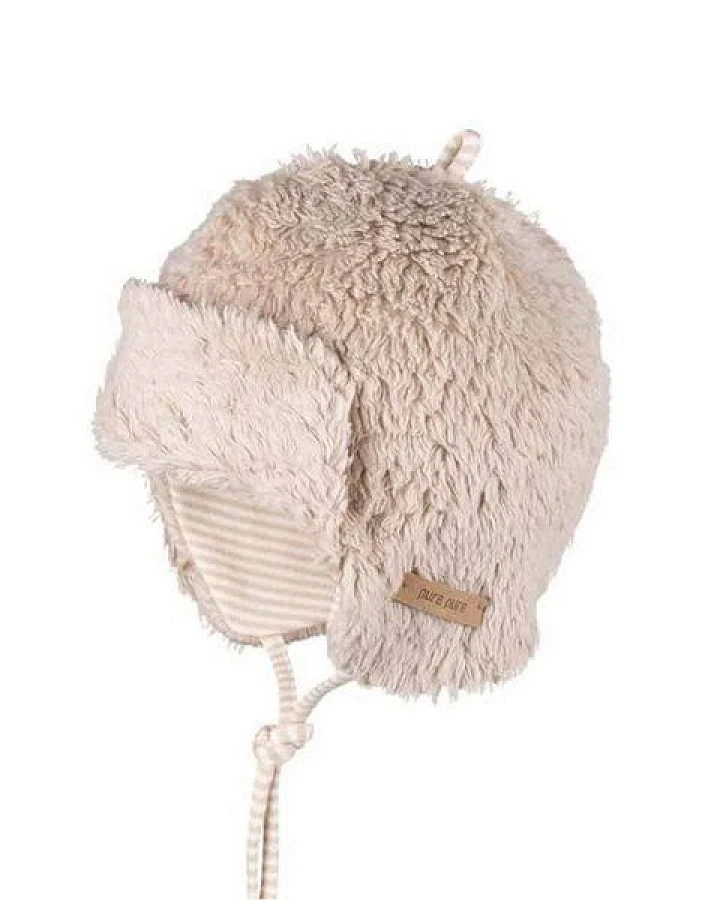 Pure pure by Bauer Herbst-/Wintermütze aus Bio-Baumwoll-Plüsch in kaschmir-beige