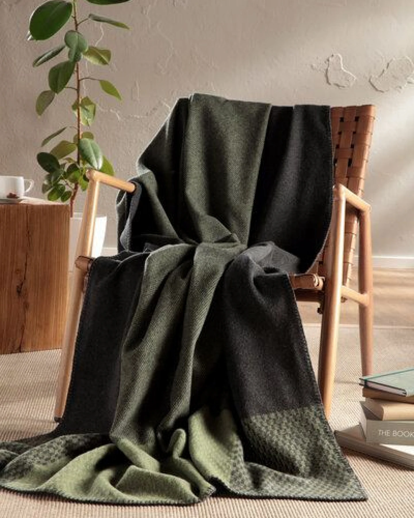biederlack Wohndecke Frame mokka oder natur 100 % Wolle (Merinowolle) – Ansicht 2