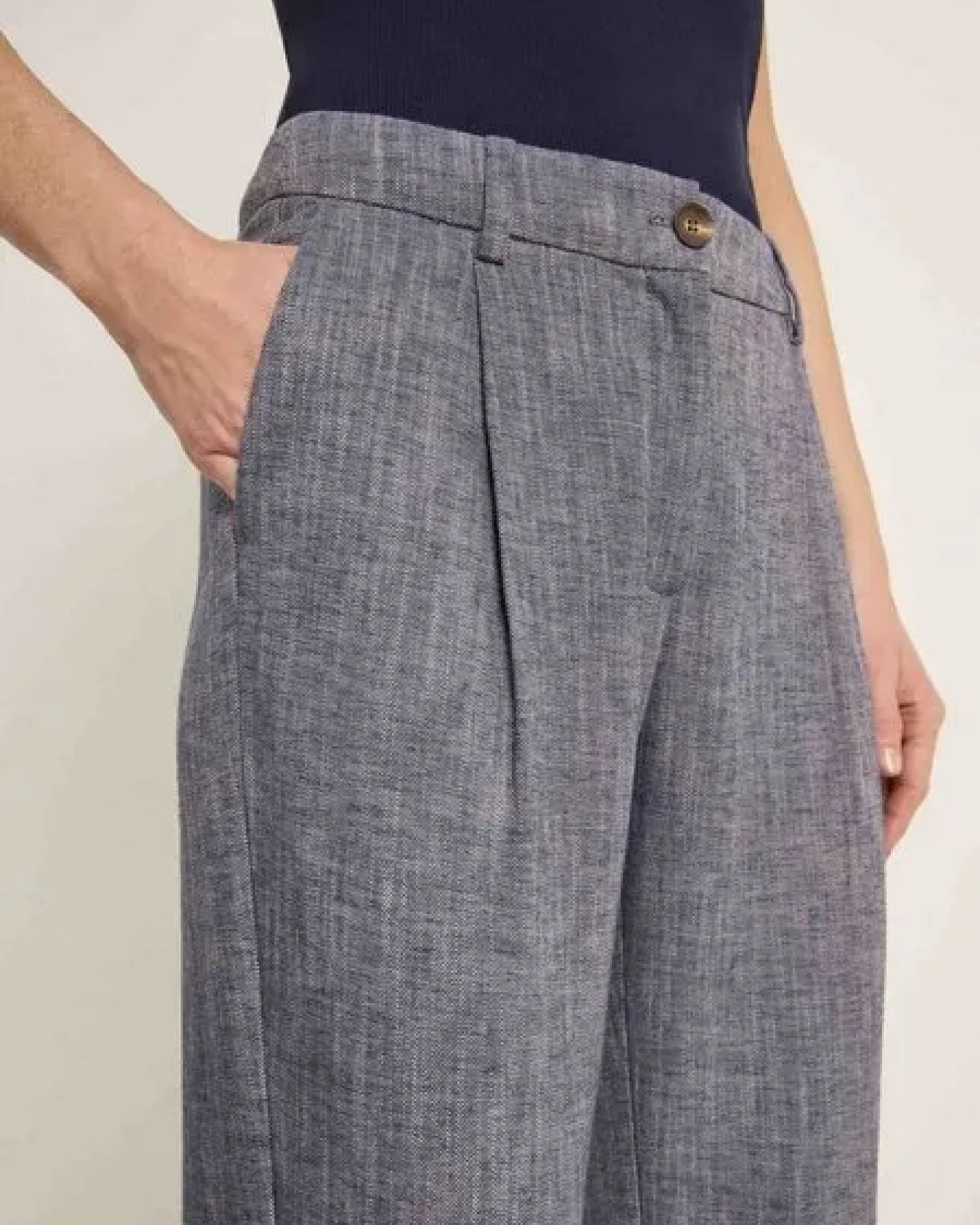LANIUS Hose mit Bundfalte (GOTS) aus Bio-Baumwolle und Leinen – Ansicht 3
