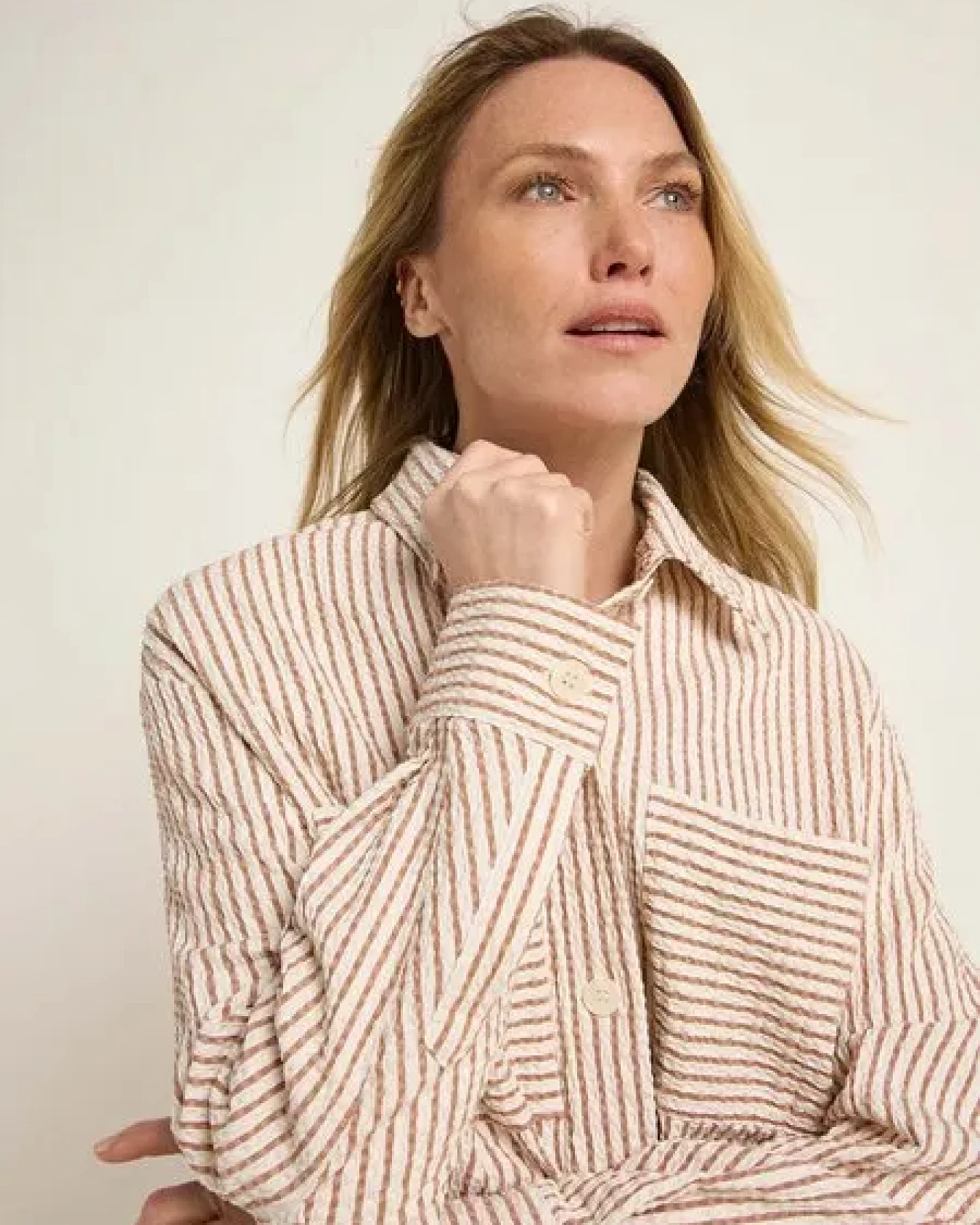 LANIUS Streifen Blusenjacke aus Bio-Baumwolle und TENCEL Lyocell – Ansicht 3