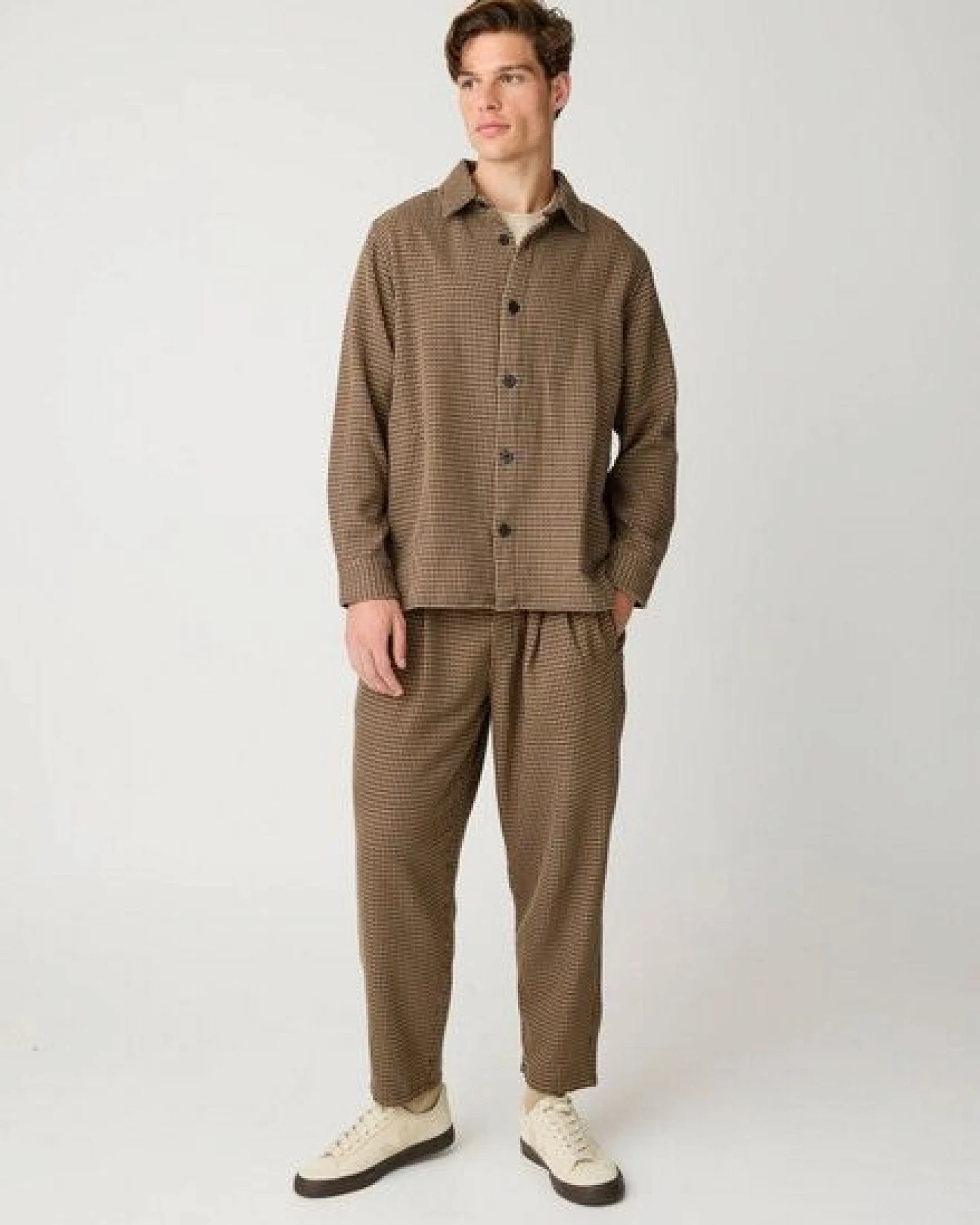 KnowledgeCotton Apparel Lockeres Overshirt mit Hahnentrittmuster aus Bio-Baumwolle – Ansicht 2