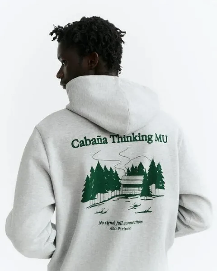 thinking mu Pirineo Grey Melange Saul Sweatshirt