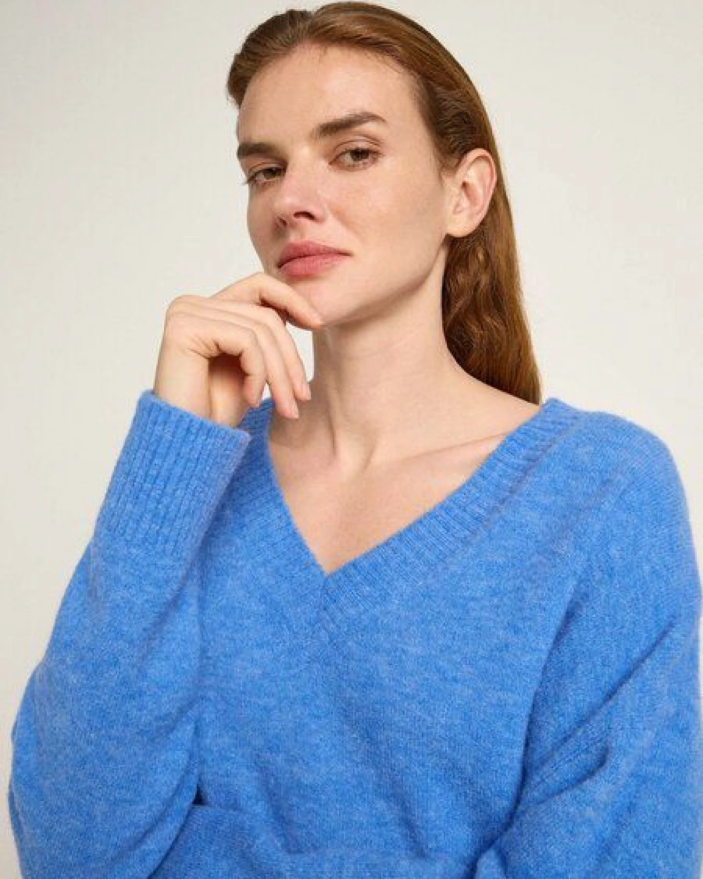 LANIUS Pullover mit V-Ausschnitt aus Alpakawolle und Merinowolle – Ansicht 4
