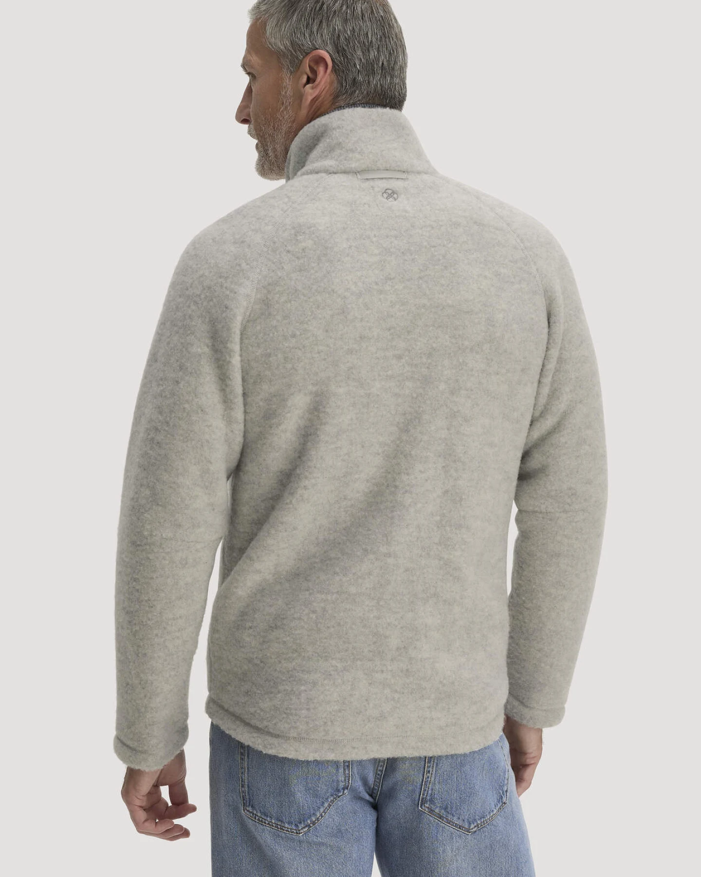 hessnatur Herren Wollfleece Jacke Regular aus Bio-Merinowolle - grau - Größe 46 – Ansicht 3