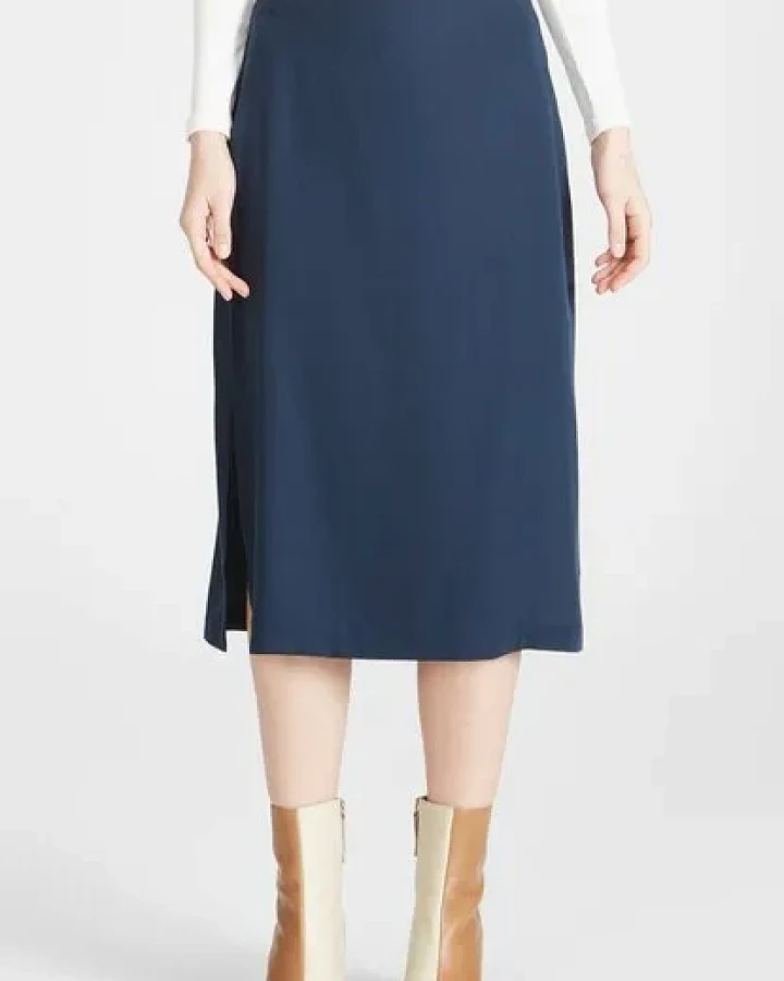 Givn Berlin Midirock VALENTINA aus TENCEL REFIBRA Lyocell - Midnight Blue (Refibra)