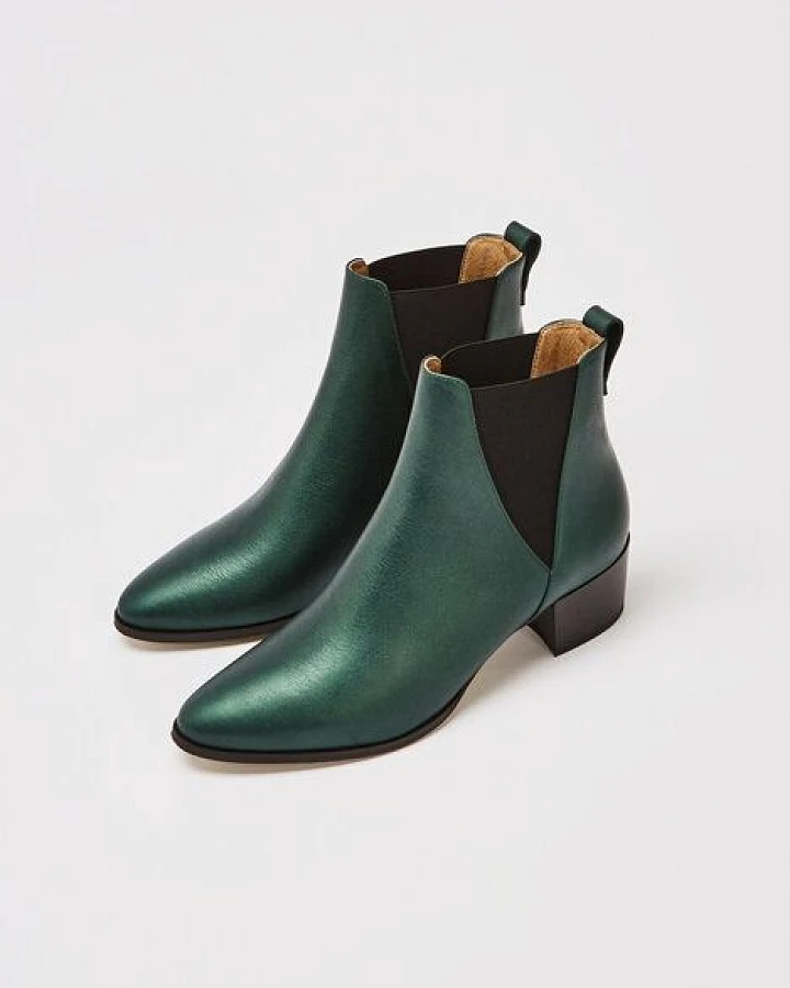 NINE TO FIVE #brygge - Chelsea Boot mit Blockabsatz aus Bioleder