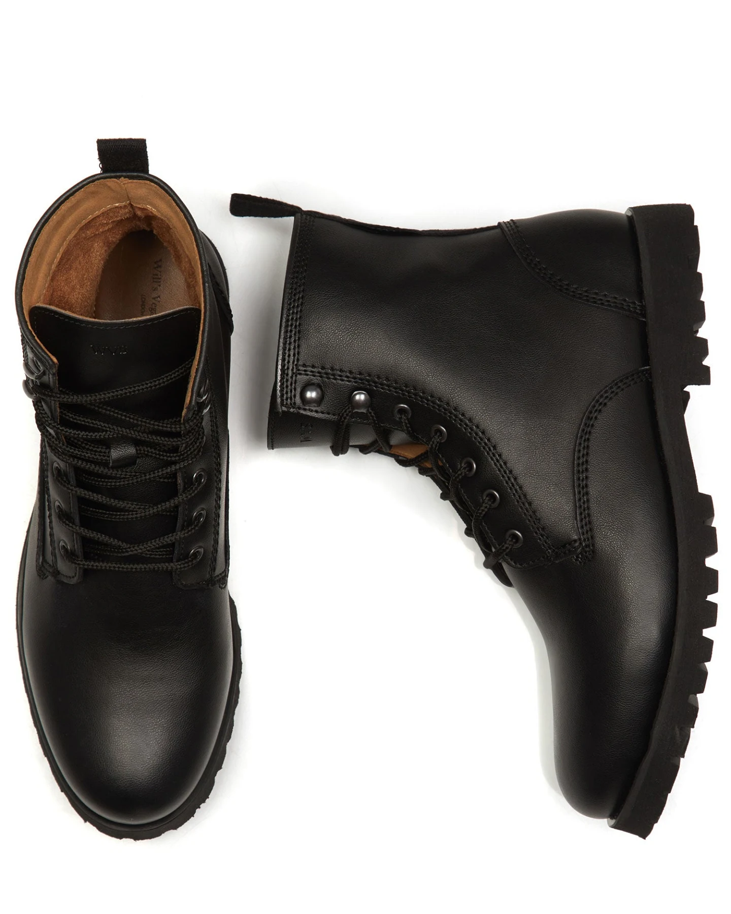 Will's Vegan Store Herren vegan Rangers Stiefel Schwarz – Ansicht 2