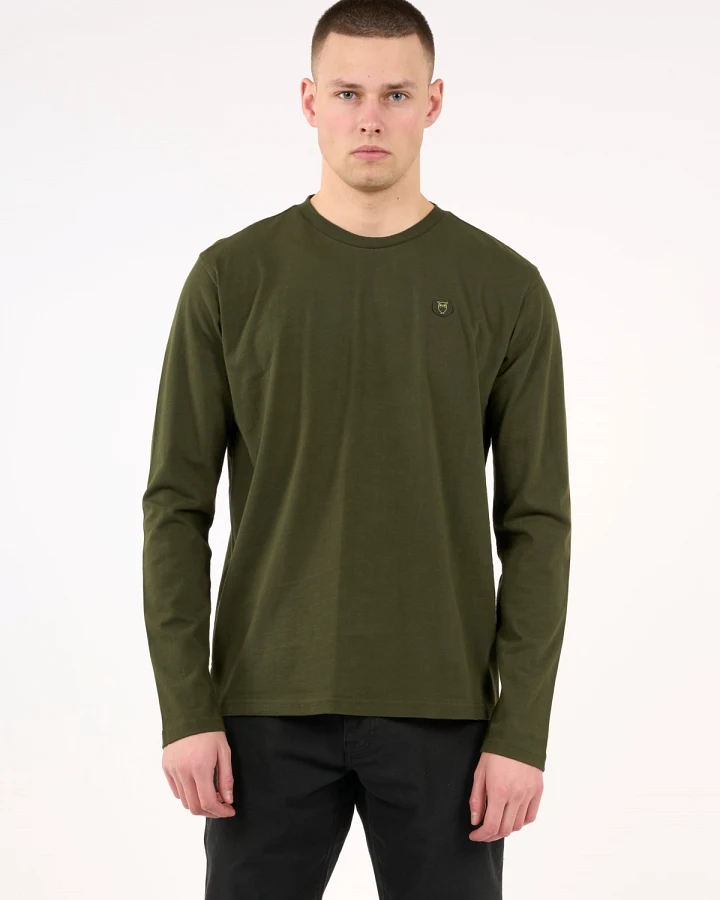 KnowledgeCotton Apparel Herren vegan Langärmeliges Abzeichen Forrest Night
