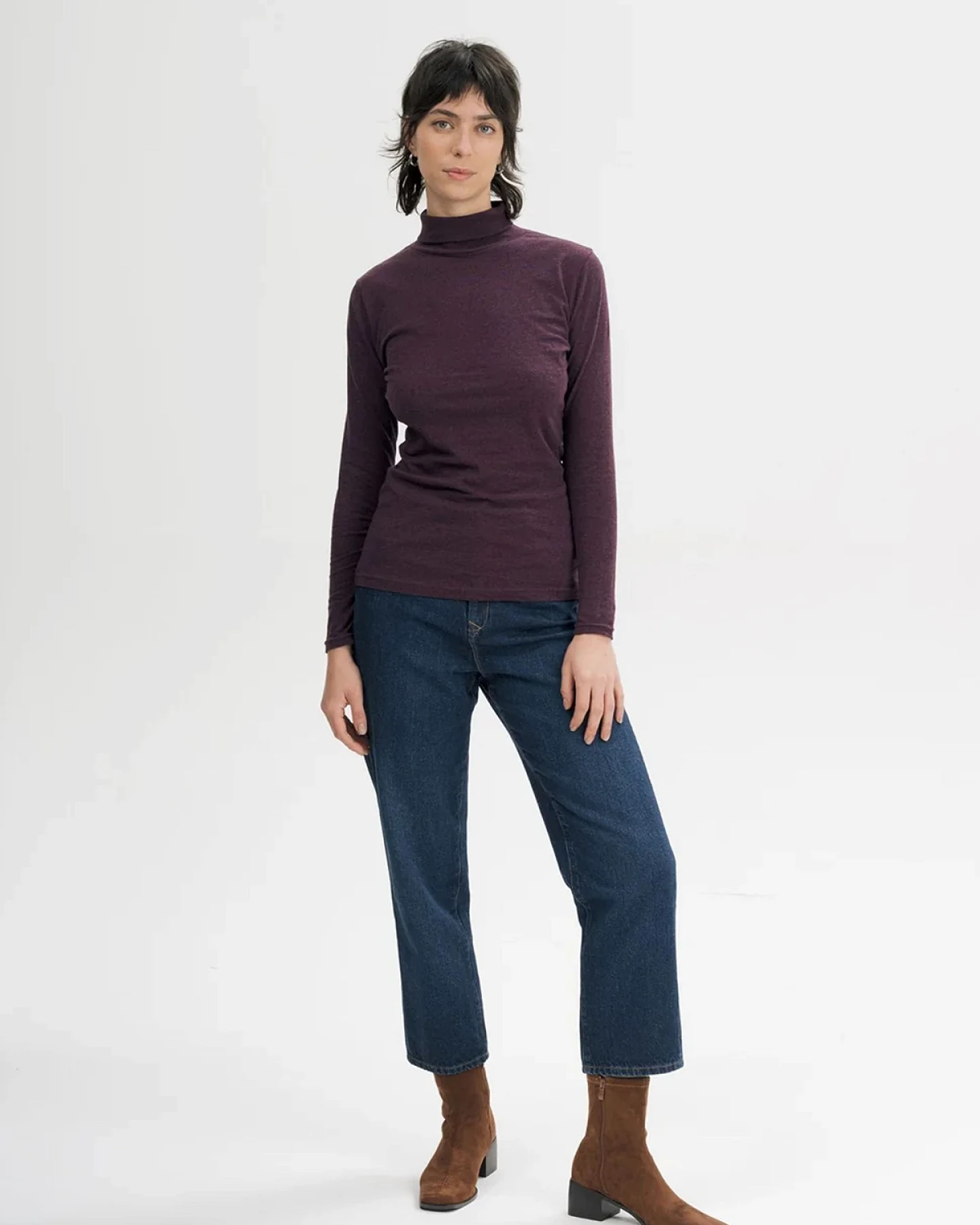 Longsleeve Turtleneck Anchal Weinrot – Ansicht 3