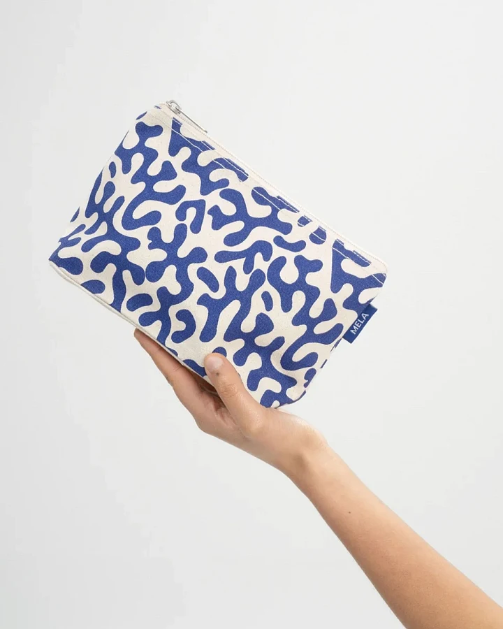 Kosmetiktasche Coral Print Blau