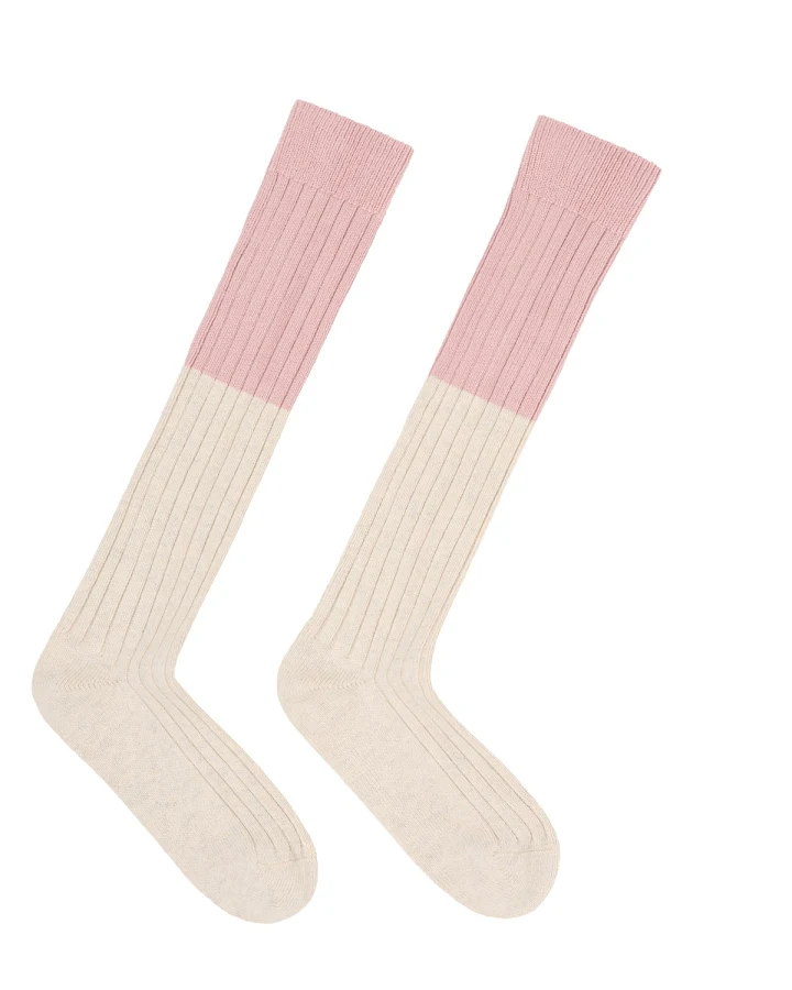 Socken Colourblock Kniestrümpfe Off White