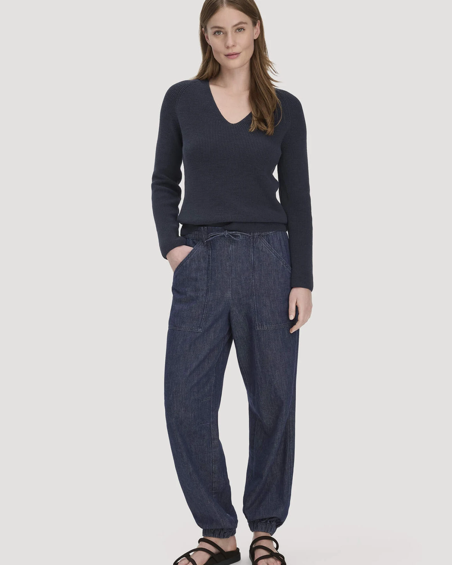 hessnatur Damen Strick Pullover Regular aus Bio-Baumwolle - blau - Größe L – Ansicht 2