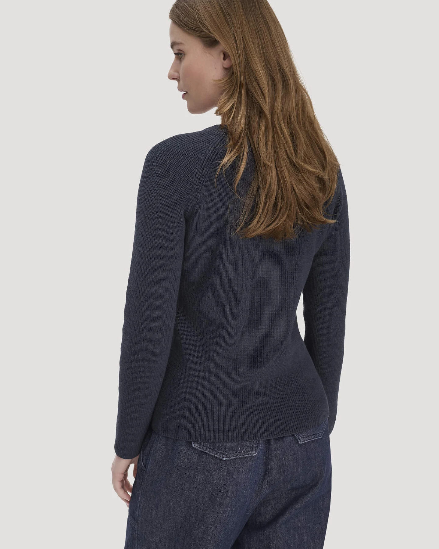 hessnatur Damen Strick Pullover Regular aus Bio-Baumwolle - blau - Größe XXL – Ansicht 3