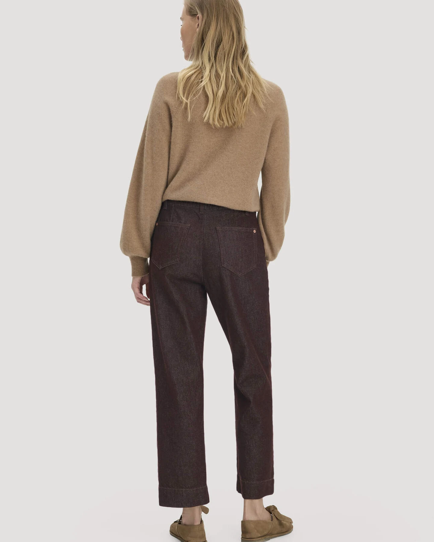 hessnatur Damen Jeans ELENY Culotte straight Leg aus Bio-Denim - braun - Größe 30/29 – Ansicht 2