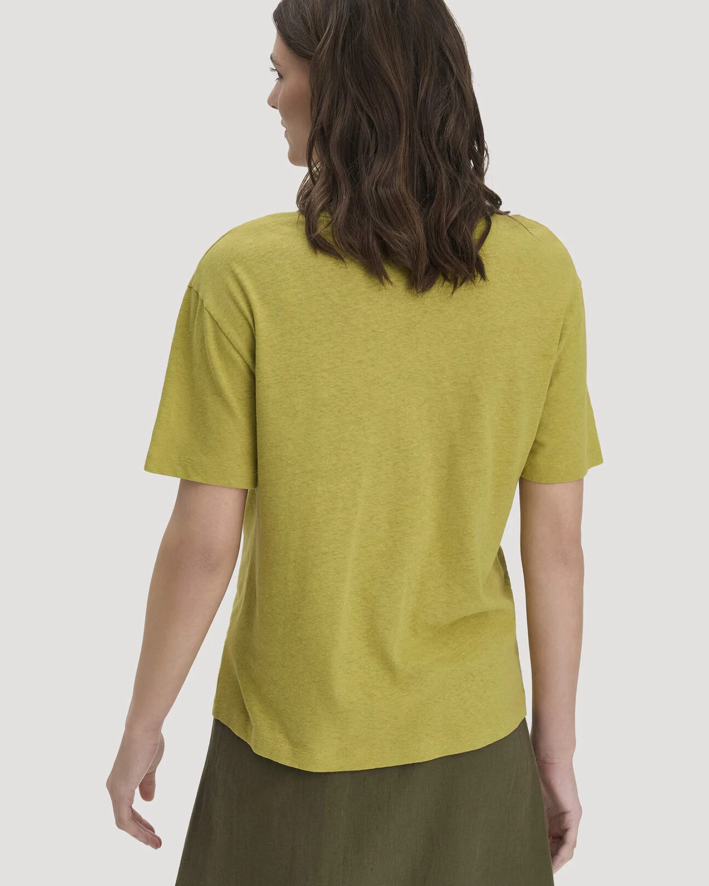hessnatur Damen T-Shirt Oversize aus Leinen und Bio-Baumwolle - grün - Größe L – Ansicht 3