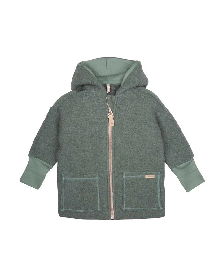 PURE PURE by Bauer Kinder Jacke mit Kapuze Bio-Schurwolle Walk salbei Gr.122/128