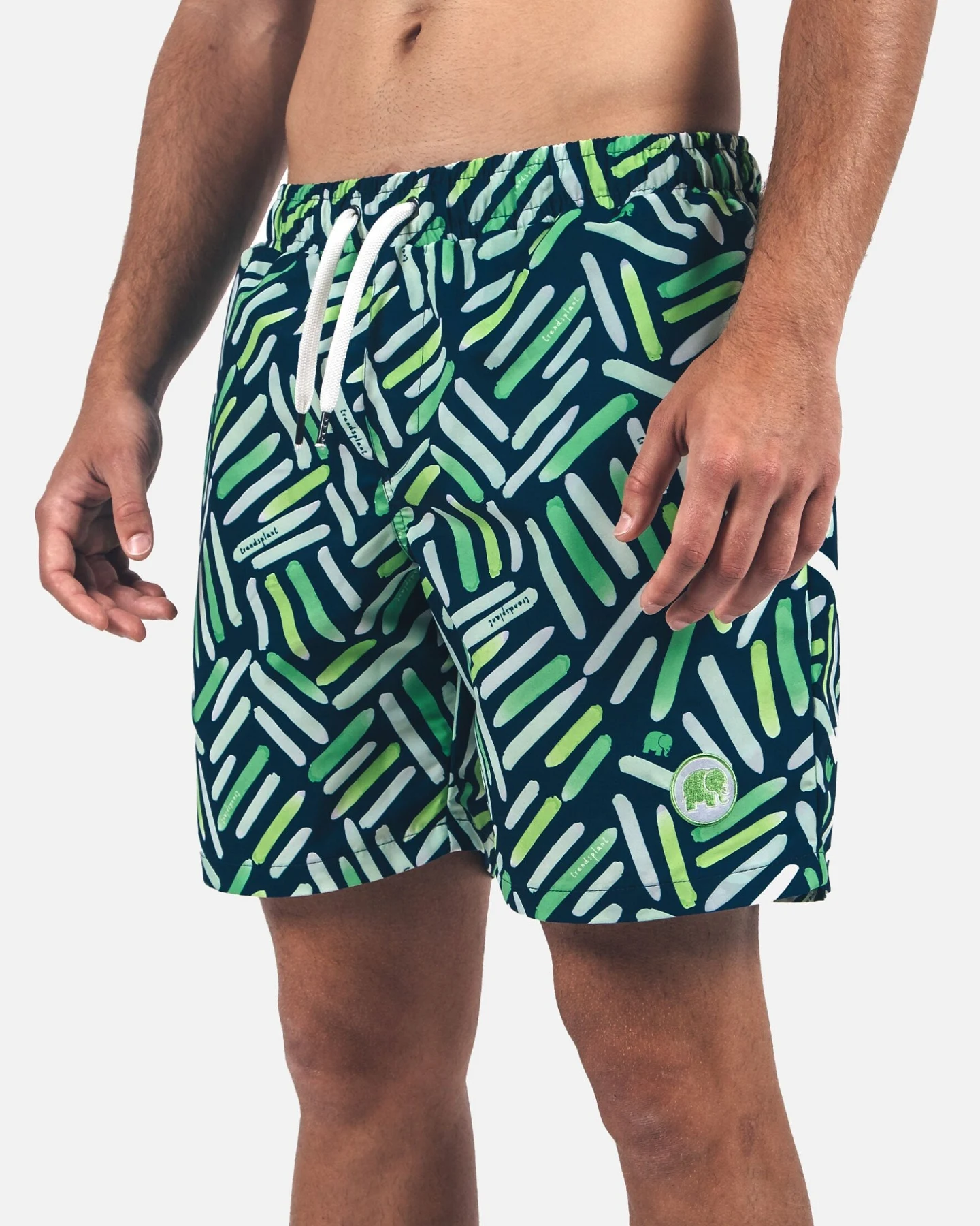 Trendsplant Herren vegan Badehose Strokes Seegras Grün – Ansicht 2