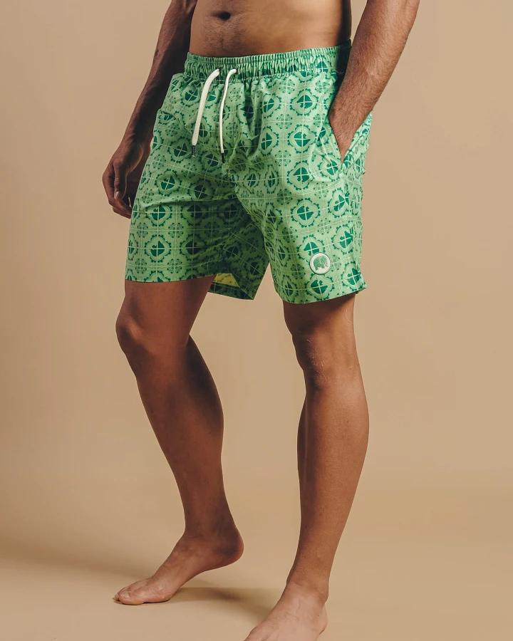 Trendsplant Herren vegan Badehose Kacheln Grün