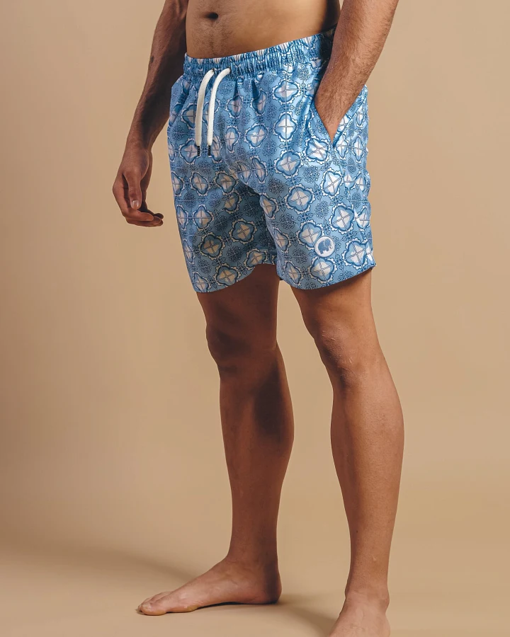 Trendsplant Herren vegan Badehose Kacheln Hellblau