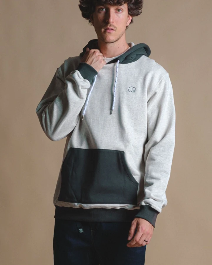 Trendsplant Herren vegan Hoodie Oversized Warm Heather Grey/Scarab