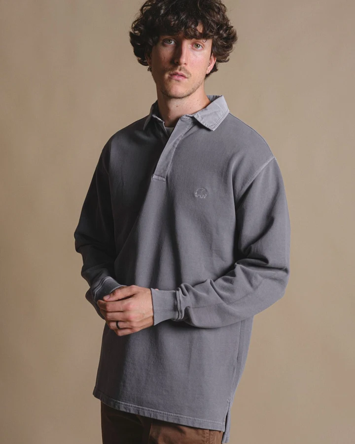 Trendsplant Herren vegan Pullover Polo Essential Pigment Zinn Grau